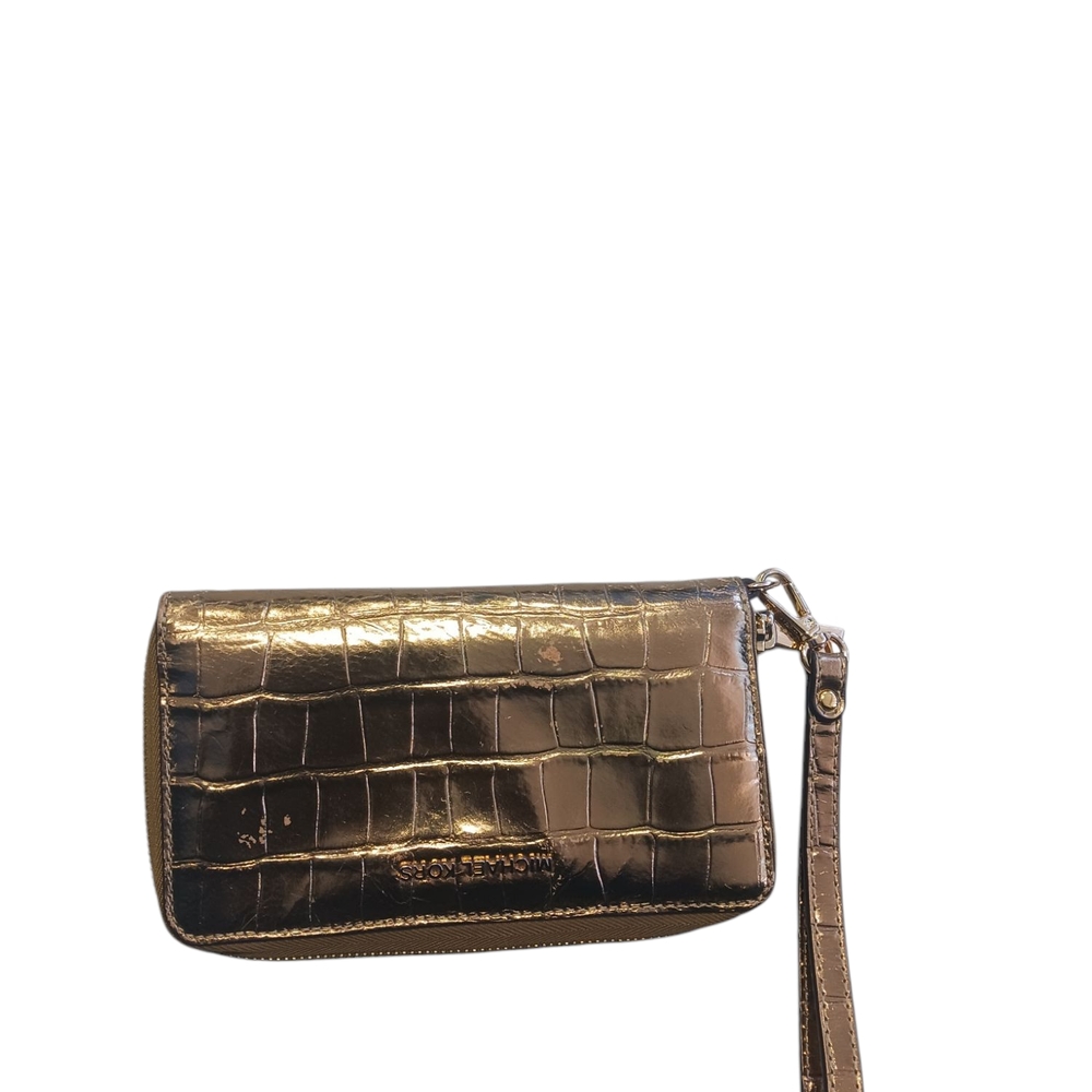 MICHAEL Michael Kors Gold Croc-Embossed Clutch